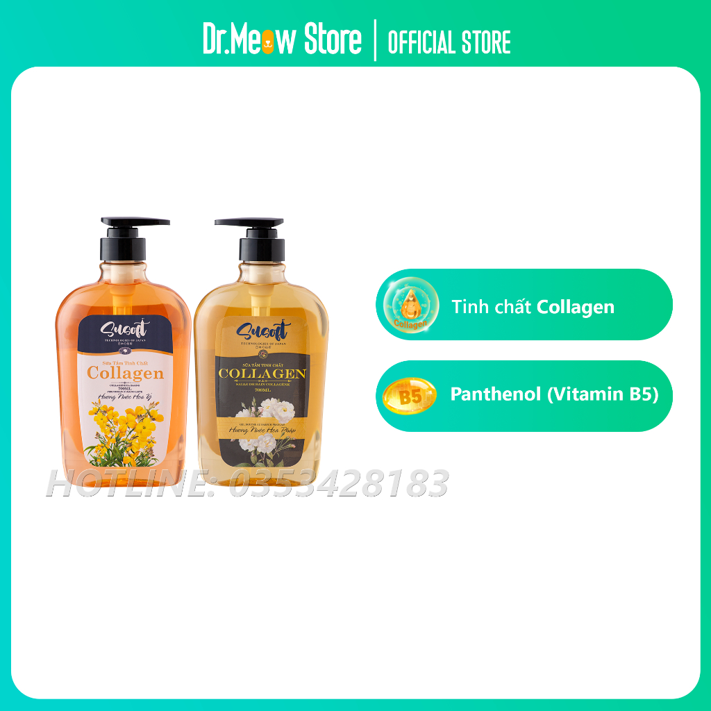 Sữa tắm SuSoft 700ml tinh chất Collagen, Hương nước hoa Pháp🌺Da khỏe, sạch sâu🌺Hương nước hoa quyến rũ.