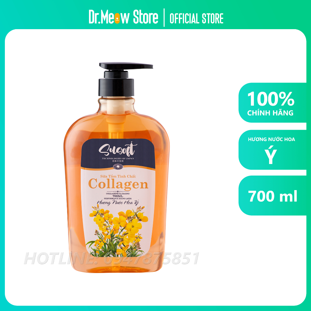 Sữa tắm SuSoft 700ml tinh chất Collagen, Hương nước hoa Pháp🌺Da khỏe, sạch sâu🌺Hương nước hoa quyến rũ.
