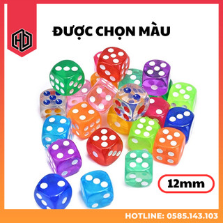 Set 3 viên xúc xắc 12mm , xúc xắc xí ngầu nhựa trong suốt 6 mặt nhiều màu bằng acrylic 12mm mẫu mới nhất