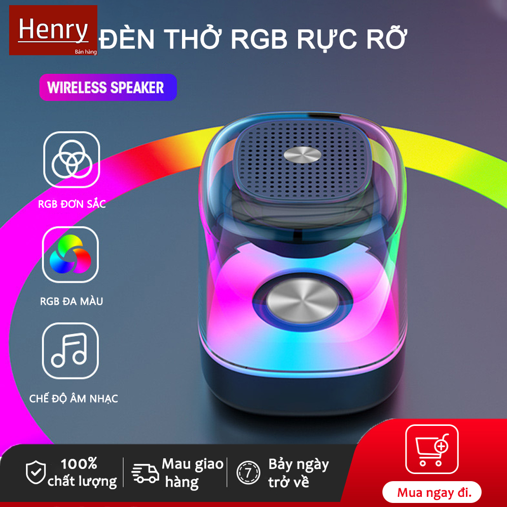 Henry Loa bluetooth mini không dây âm thanh vòm Led RGB nhấp nháy theo nhạc cực đẹp 8 chế độ chỉnh màu