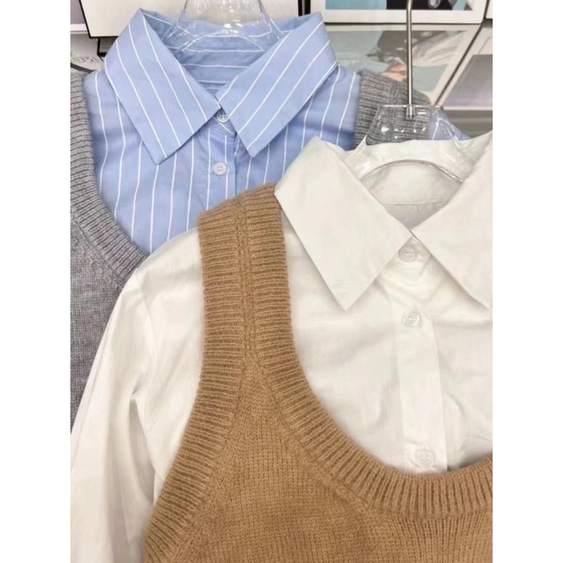 SET ÁO SƠ MI CROPTOP Dáng ngắn 2 màu Quảng Châu