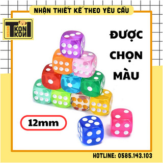 Set 3 viên xúc xắc 12mm , xúc xắc xí ngầu nhựa trong suốt 6 mặt nhiều màu bằng acrylic 12mm mẫu mới nhất