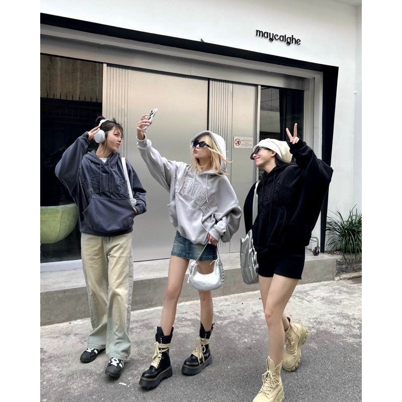 HOODIE BOXY - ÁO HOODIE THIÊU ĐẮP VẢI  WHOSE - Hàng Cao Cấp Cho Nam Và Nữ Có 15  Màu