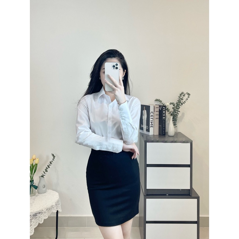 Chân Váy Công Sở Dáng Bút Chì Có Túi Váy Bút Chì Ngắn Ôm Body Dài 45cm