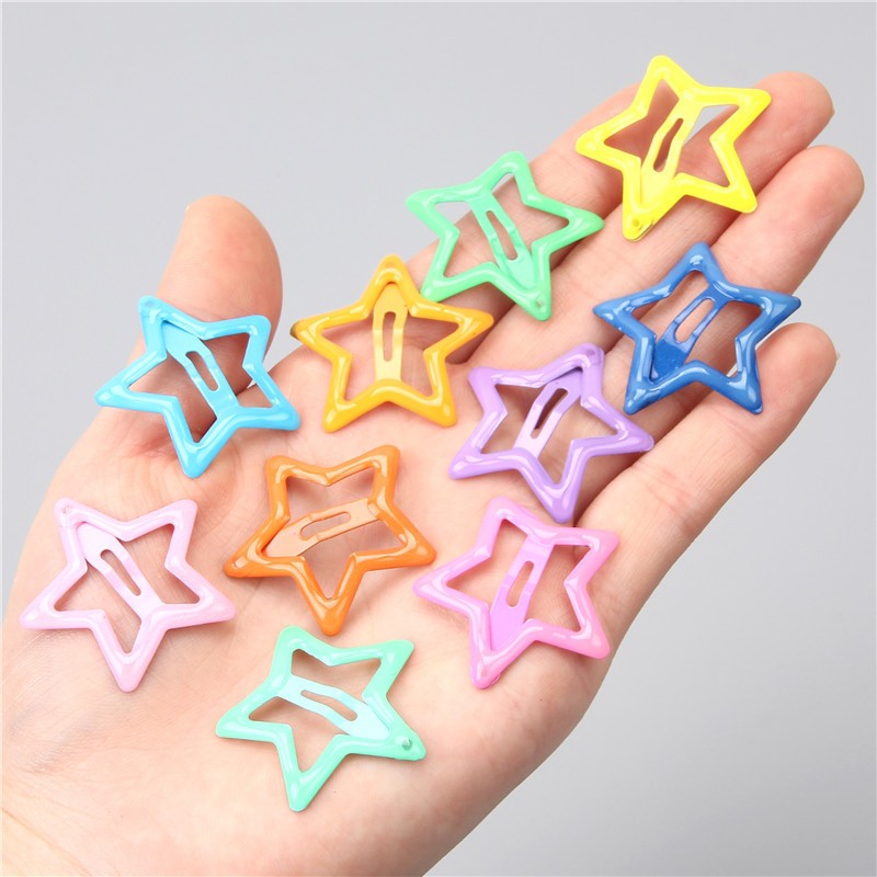 Kẹp tóc bấm cho bé set 10 kẹp hình sao sắc màu cực đáng yêu Hadyykids CT65