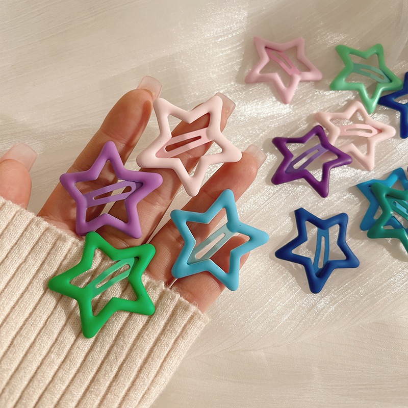 Kẹp tóc bấm cho bé set 10 kẹp hình sao sắc màu cực đáng yêu Hadyykids CT65