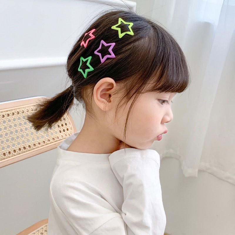 Kẹp tóc bấm cho bé set 10 kẹp hình sao sắc màu cực đáng yêu Hadyykids CT65