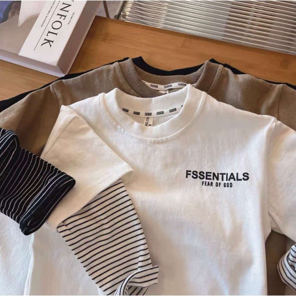 Áo Dài Tay, Áo Essen Phối Tay Kẻ Phong Cách Hàn Quốc Cho Bé Từ 8kg Đến 40Kg Thời Trang Trẻ Em Poskids