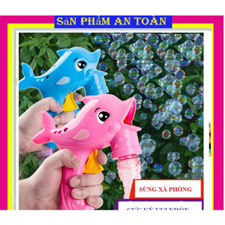 Súng bắn bong bóng Cá heo 👑KHÔNG DÙNG PIN👑 Súng đồ chơi bắn bong bóng xà phòng chạy cơ hình cá heo đáng yêu cho bé