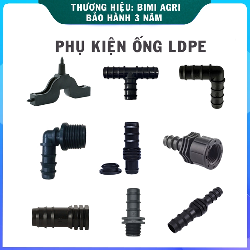 Phụ Kiện ống LDPE - Phụ Kiến ống LDPE 16 - Phụ Kiện ống LDPE 20 - Hệ Thống Tưới Cây Ngoài Trời  - Bảo Hành 3 năm