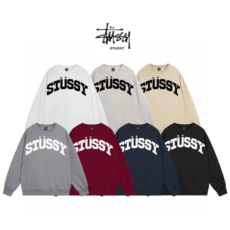 Stussy áo Sweater Cổ Tròn In Chữ Phong Cách Cổ Điển Thời Trang Cho Cả Nam Và Nữ
