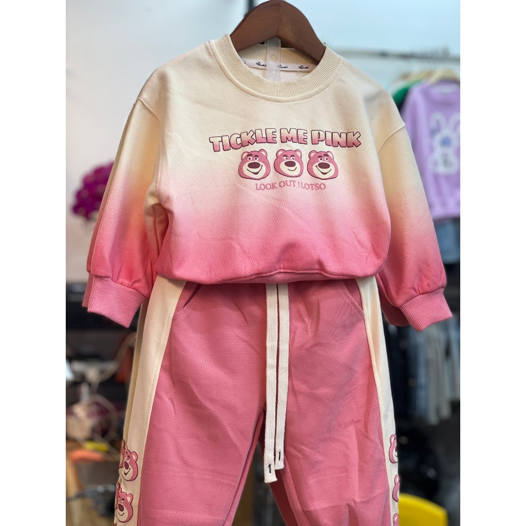 Bộ nỉ hồng H033 bé gái  SGD314