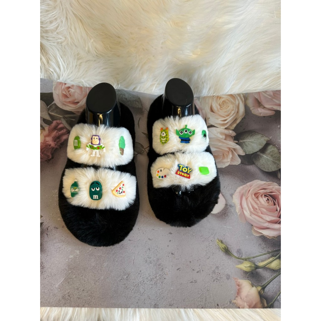 DÉP LÔNG QUAI NGANG MIX HAI MÀU GẮN STICKER NĂM 2023