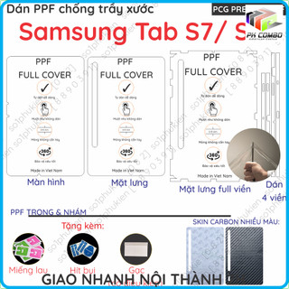 Dán ppf&vân carbon samsung tab s7 / s8 màn hình, mặt lưng, full body bo viền