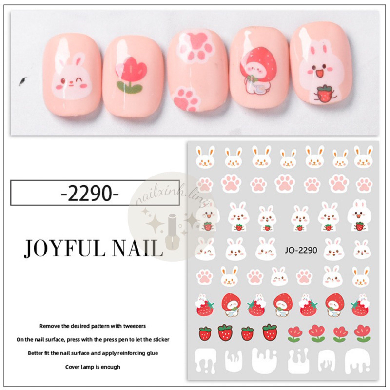 Miếng Dán Sticker Trang Trí Móng Hình Thỏ Cà Rốt - Sticker Nail Phong Cách Dễ Thương