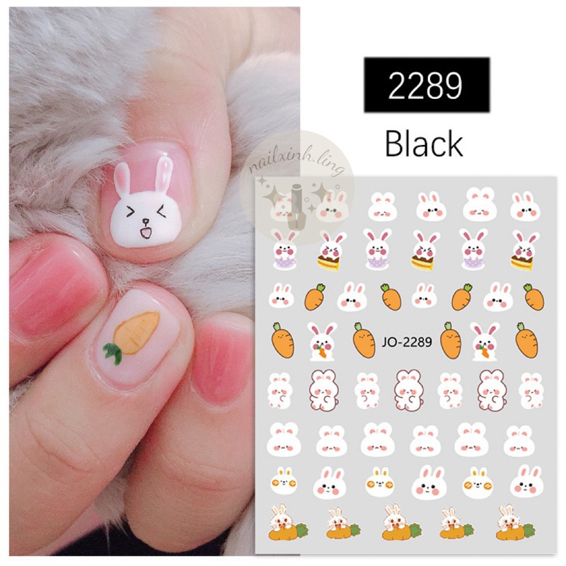 Miếng Dán Sticker Trang Trí Móng Hình Thỏ Cà Rốt - Sticker Nail Phong Cách Dễ Thương