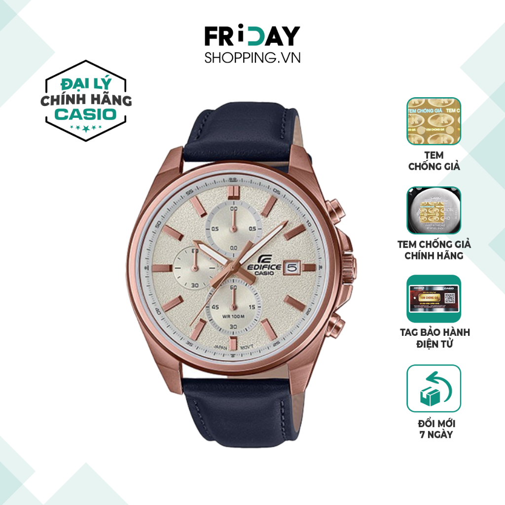 Đồng Hồ Nam Casio Edifice EFV-610CL-7AVUDF Mặt Kim Dây Da Chronograph Chính Hãng