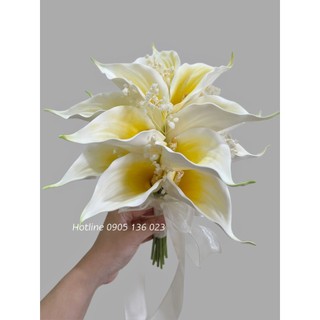 Hoa cưới cầm tay cô dâu lụa Calla Lily hoa cưới Tulip lụa xinh xắn xu hướng cưới