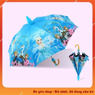 Ô dù đi nắng che mưa hình công chúa Elsa màu xanh cho bé gái dễ thương - Ô dù trẻ em cao cấp 2 lớp