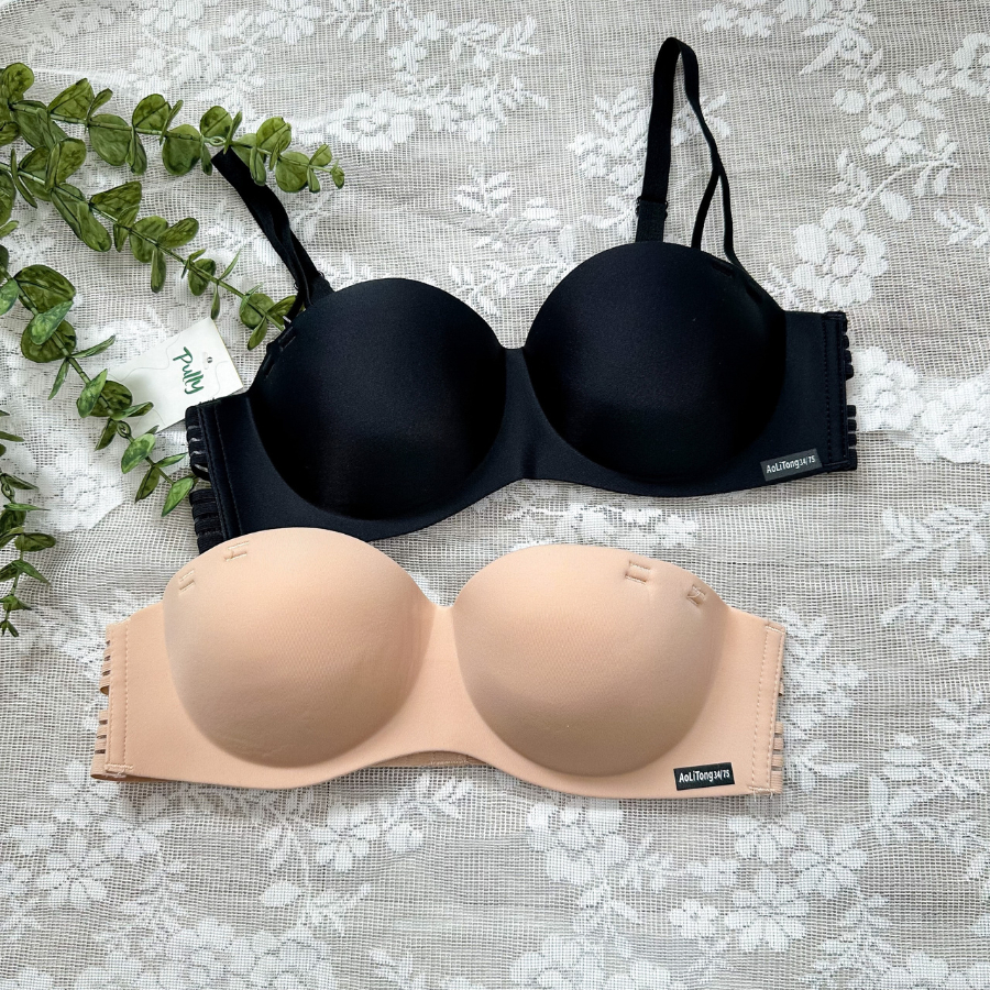 Áo lót nữ, áo ngực không gọng nâng ngực quả ngang đệm bàn tay cao cấp 34/36/38 - PULLY SHOP AS08