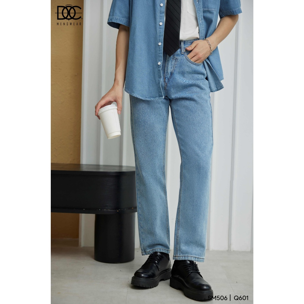 Quần jean trơn ống đứng nam Độc menswear - Quần bò nam không phai màu tôn dáng 2 màu phong cách Hàn Quốc - Q601