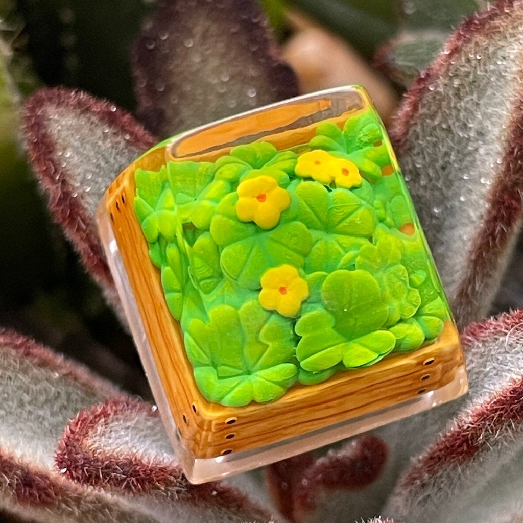 Keycap Four-leaf clover resin,nút bàn phím cơ, artisan keycap