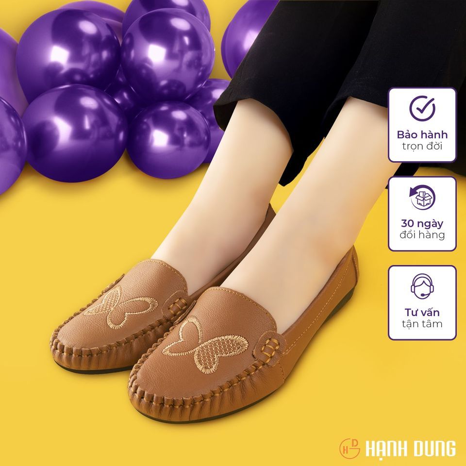 Giày Mọi Hạnh Dung HD04768AD ( Màu Kem - Đen - Bò - Xám )