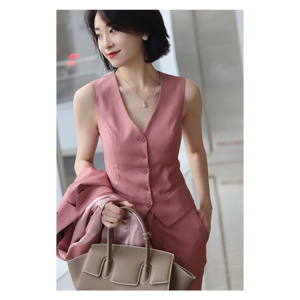 Set vest nữ 3 món phong cách thanh lịch gồm áo gile, quần ống đứng, áo vest nữ công sở chất siêu đẹp, form cứng cáp - HỒ