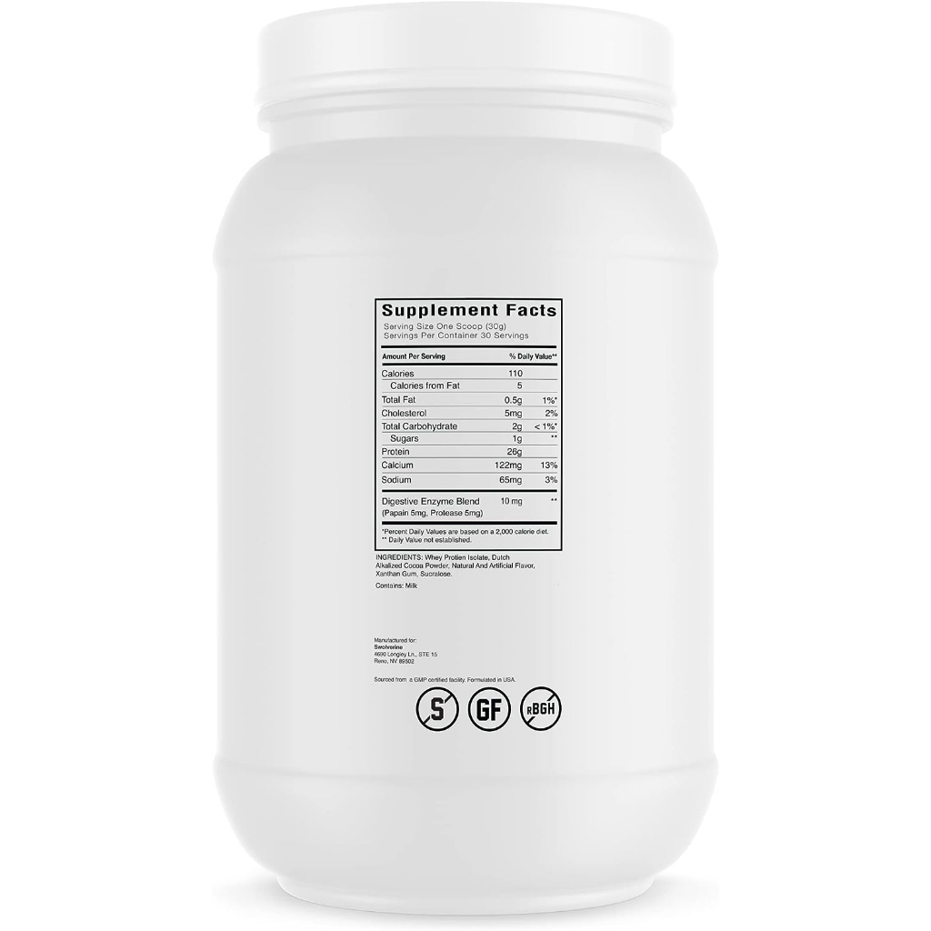 Grass-fed Whey Isolate tăng cơ giảm mỡ tốt nhất thế giới ''Swolverine'' : 2lbs 30 lần dùng