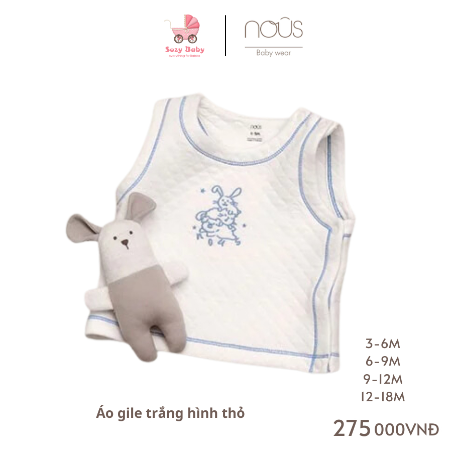 Nous Áo khoác Gilet cho bé - chất liệu Nu Choux - Size Từ 3-18M