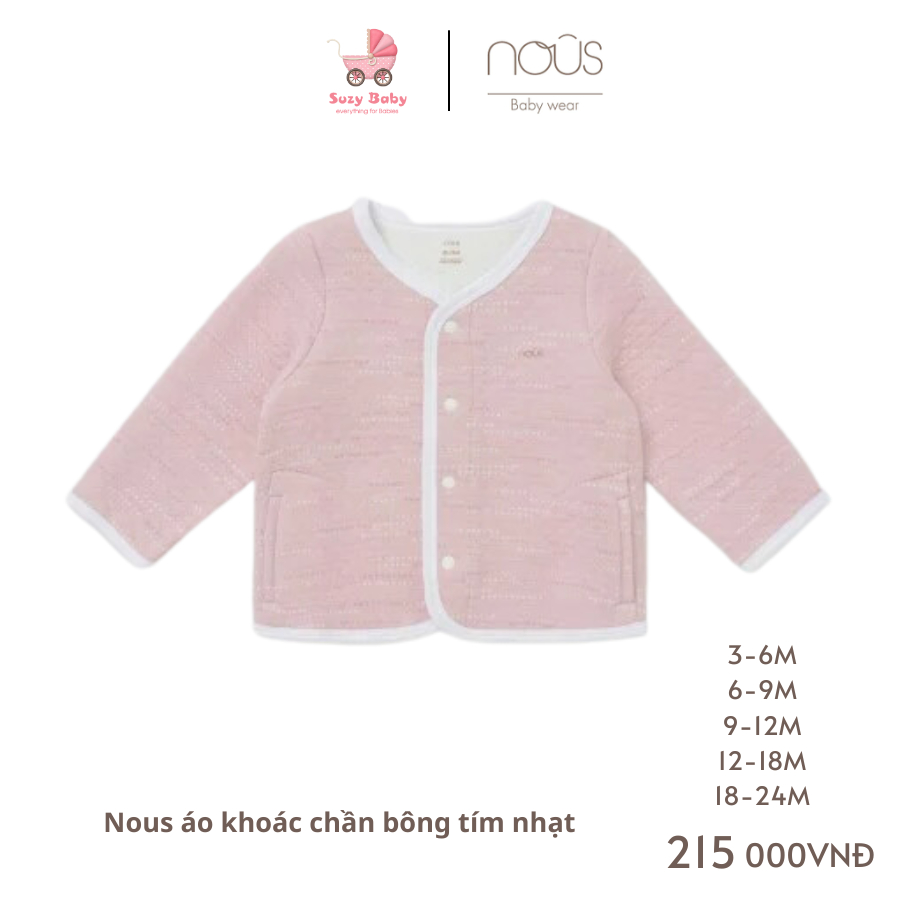 Áo khoác trần bông Nous cho bé trai, bé gái, chất liệu Nu choux siêu mềm mại, cao cấp