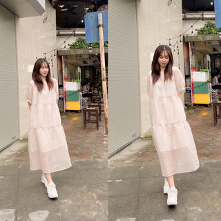 Váy baby doll tơ kèm đai (V310)