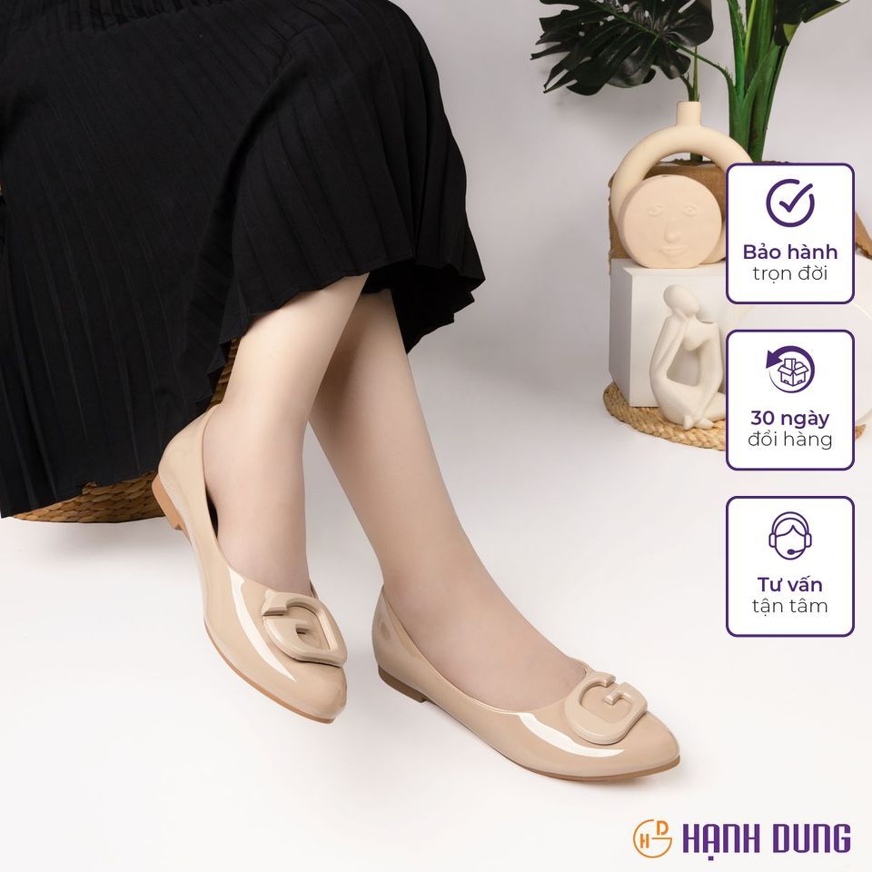 Giày Búp Bê Hạnh Dung HD04624AD ( Màu Kem - Đen - Nâu )