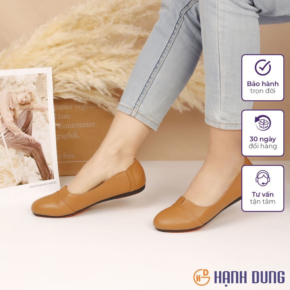Giày Búp Bê Hạnh Dung HD2211AX ( Màu Đen - Bò - Kem )