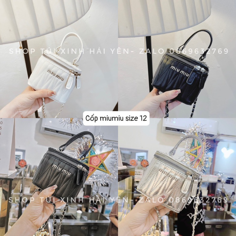 Túi đeo chéo, túi cốp mini mác miumiu bạc kiểu dáng mềm mại nhỏ nhẵn dễ thương sang trọng rẻ đẹp