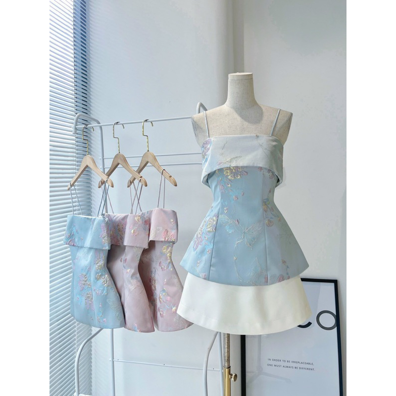 RUBYSTORE_Áo Tafta Hoa Nổi Peplum Thiết Kế Sang Chảnh Tôn Dáng