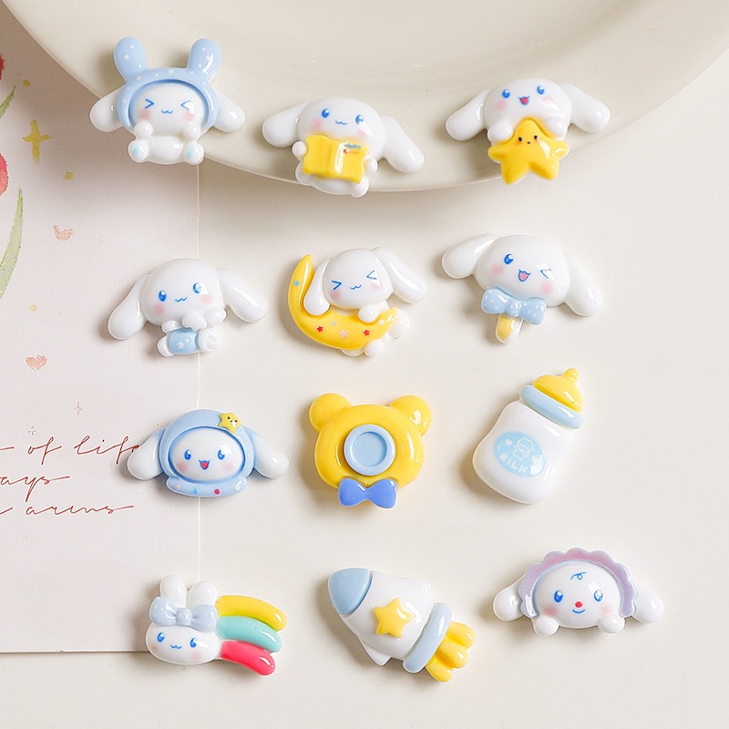 Sticker gắn dép, charm Cinnamoroll nhựa bóng trang trí toploader, vỏ ốp điện thoại, DIY