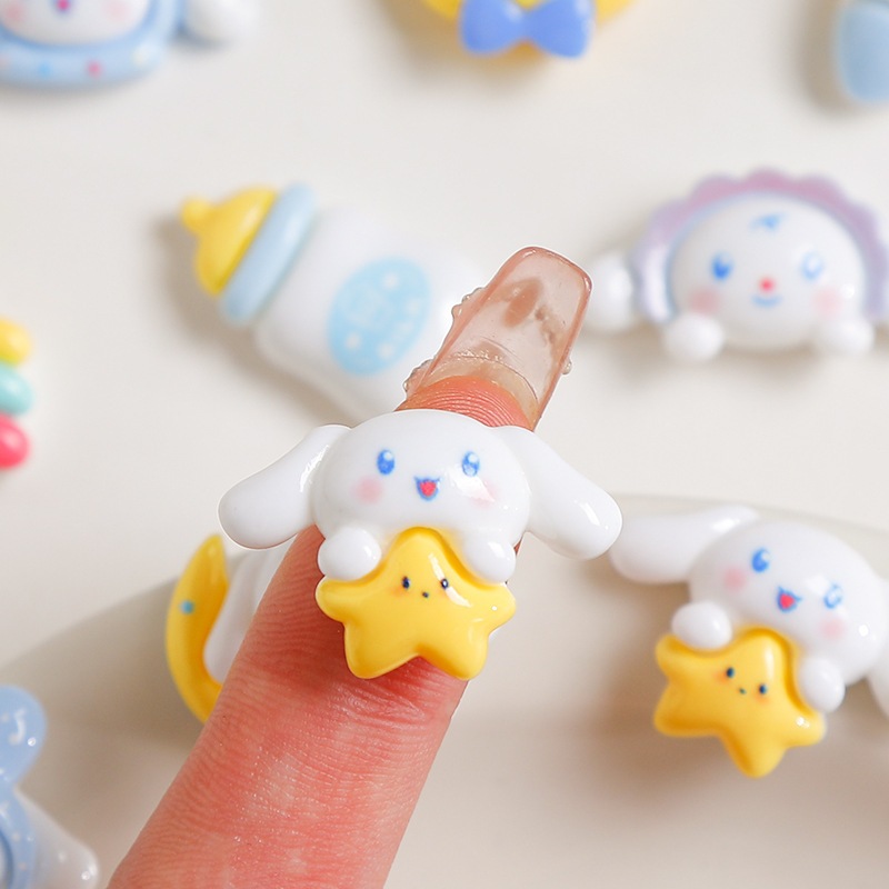 Sticker gắn dép, charm Cinnamoroll nhựa bóng trang trí toploader, vỏ ốp điện thoại, DIY