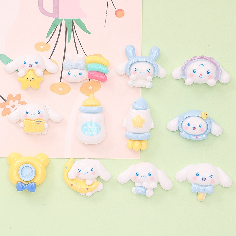 Sticker gắn dép, charm Cinnamoroll nhựa bóng trang trí toploader, vỏ ốp điện thoại, DIY