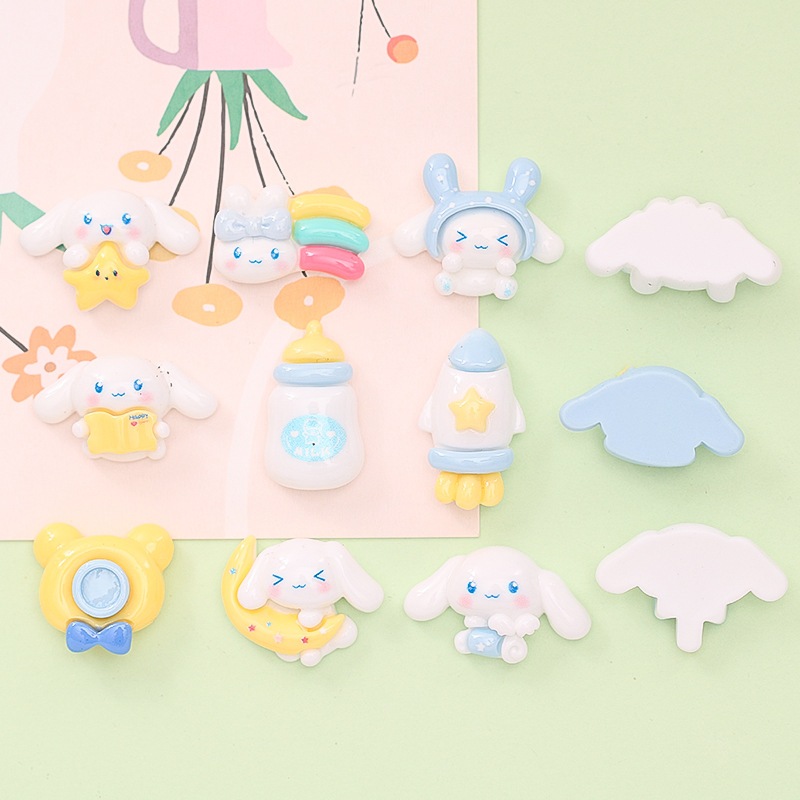Sticker gắn dép, charm Cinnamoroll nhựa bóng trang trí toploader, vỏ ốp điện thoại, DIY