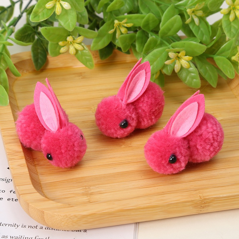 Gấu bông mini thỏ ngọc 5,5cm làm phụ kiện handmade, tóc
