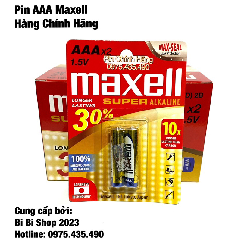 Pin AAA Maxell Alkaline LR03 Hàng Chính hãng Vỉ 2 viên