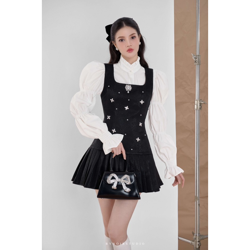 Hazel Set - Set Áo Sơ Mi Phối Váy Yếm by Bynoir Studio