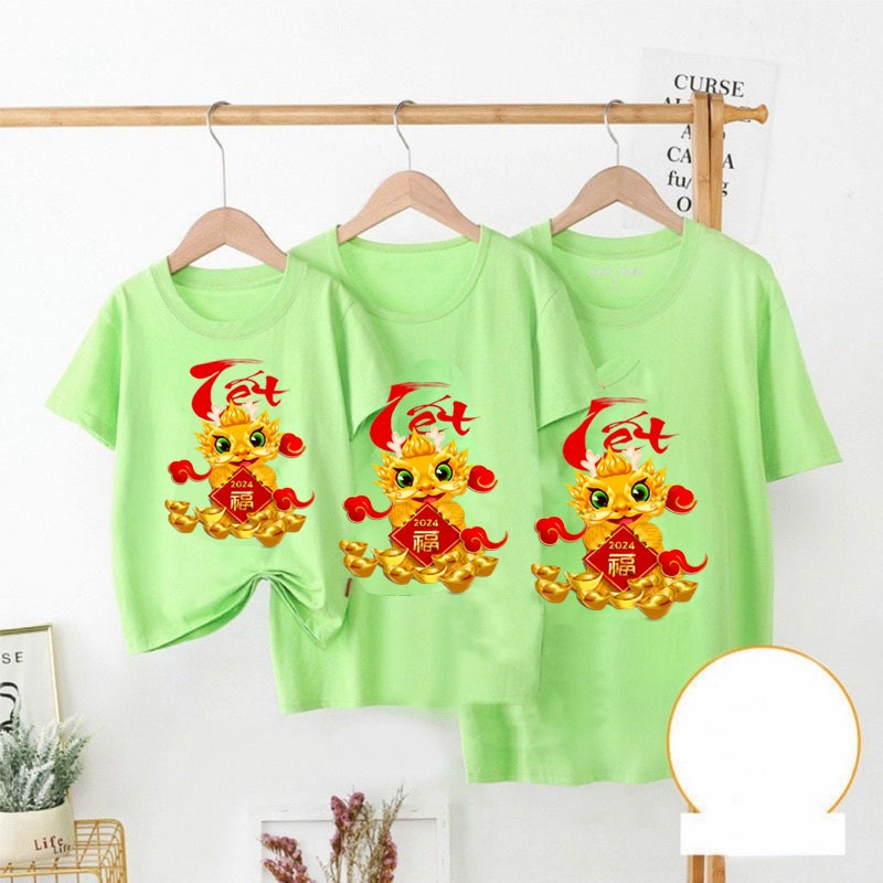 Áo thun tết cao cấp 2023 IN HÌNH CON thìn rồng MÀU SẮC TƯƠI SÁNG