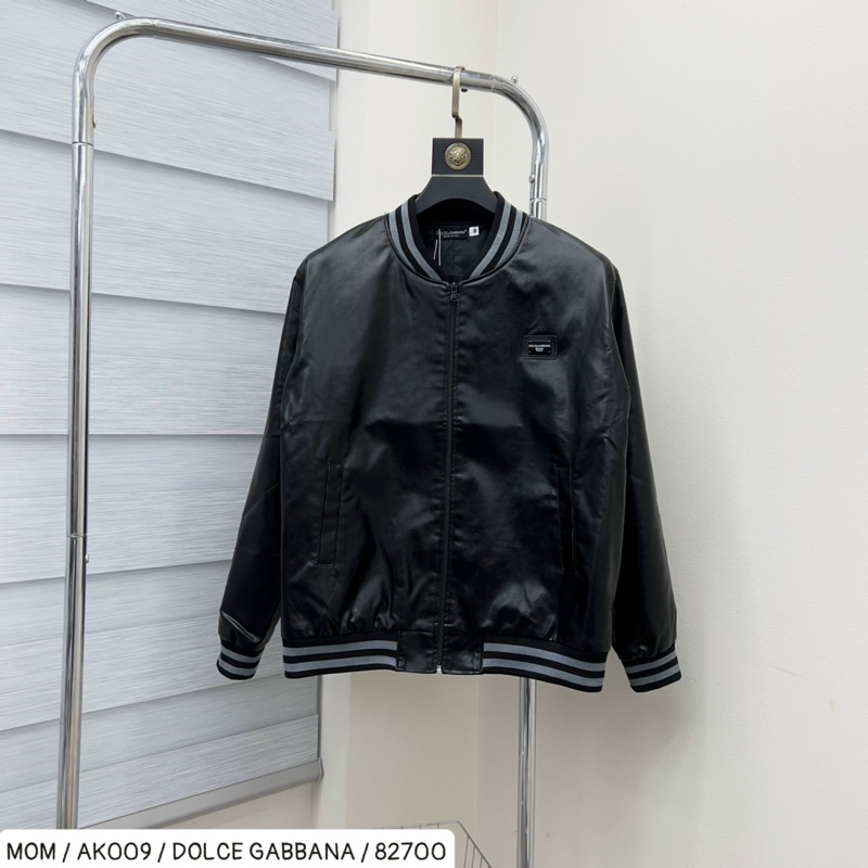 Áo khoác da bomber dg có hoạ tiết đơn giản màu đen khoá kéo thời trang nam nữ phong cách giới trẻ có size từ s đến xl