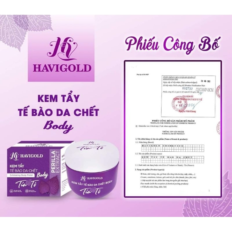 Kỳ Tế bào chết body Tía Tô Havigold chính hãng
