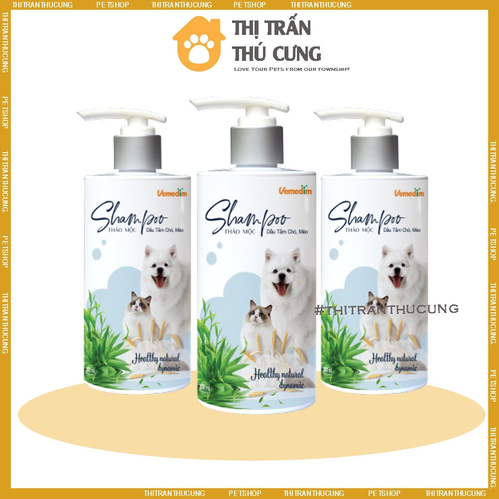 Vemedim Shampoo Thảo Mộc - Sữa tắm dưỡng da mềm dịu, mượt lông cho chó mèo từ thảo mộc tự nhiên chai 300ml