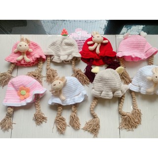 Mũ len bím tóc cho bé gái từ 3 tháng-2 tuổi
