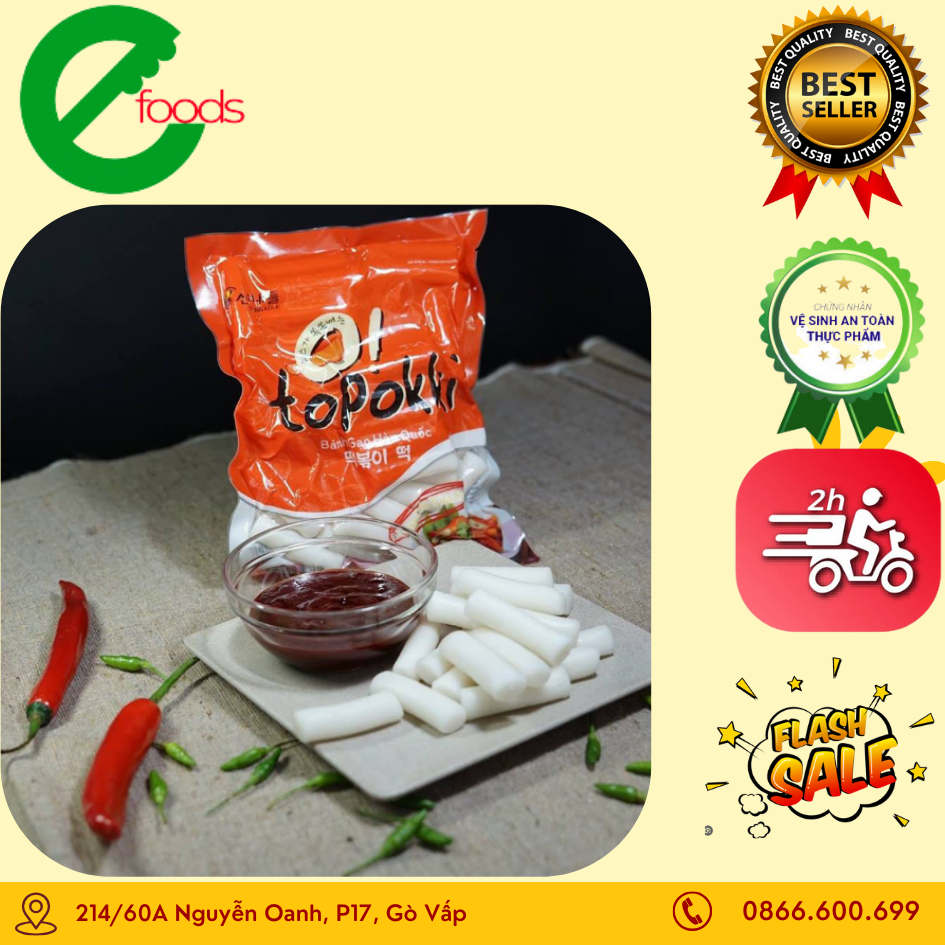 Bánh Gạo Tokbokki Hàn Quốc 500G- Tách Lẻ Ko Tem- Chia từ túi 1KG