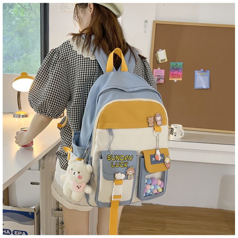 Balo Đi Học Thời Trang Ulzzang Nữ Nam Lucky Trong Suốt Mix Hộp Đi Chơi Đi Học Dễ Thương Giá Rẻ Basic
